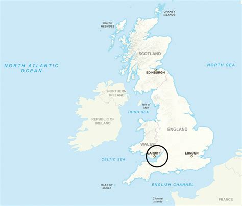 Uk Map With Circle Indicating The Location Of The Severn Estuary