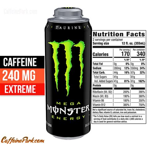 Monster Energy Drink Label Caffeine