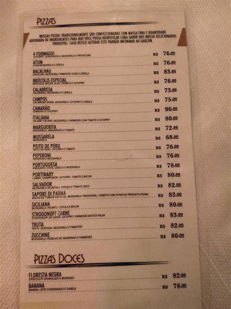 Menu At Trattoria Salvador Restaurant Campos Do Jord O