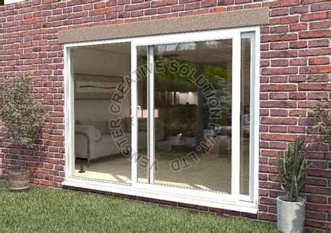 Pristine White Track Upvc Sliding Door For Home Exterior At