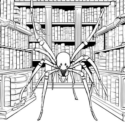 Spinne Auf Einer Bibliothek Ausmalbild Kostenlos Herunterladen