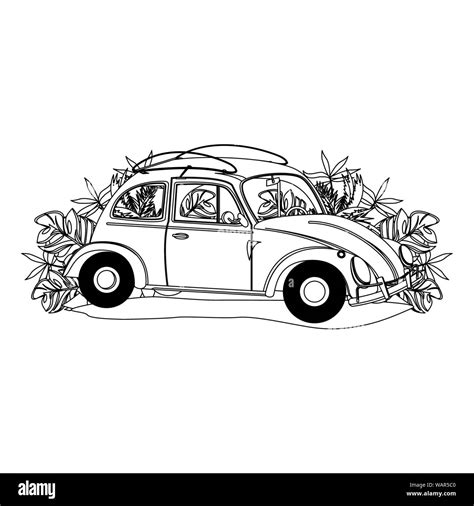 vintage retro classic car cartoon in black and white Stock Vector Image & Art - Alamy