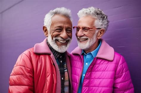 Premium Ai Image Happy Senior Gay Couple In Love Ai Generated