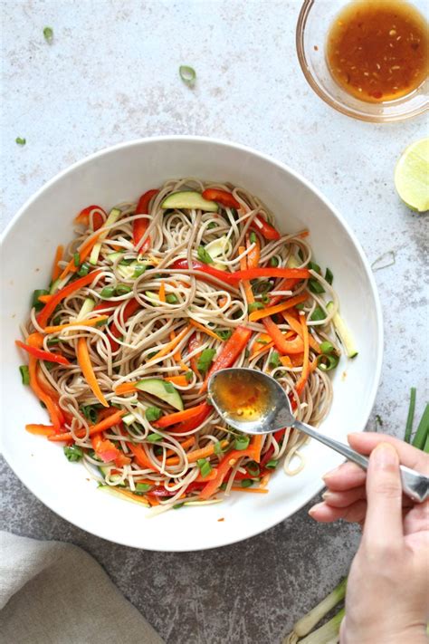 Cold Soba Noodle Salad Recipe With Sesame Ginger Dressing Vegan Richa