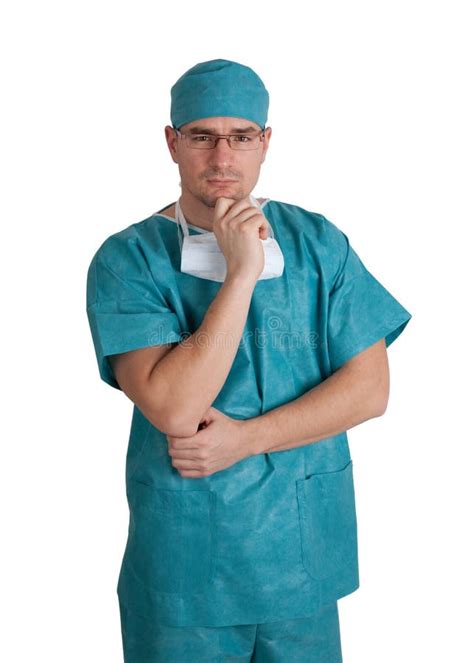 Male Nurse Doctor Thinking Man In Scrubs Stock Image Image Of