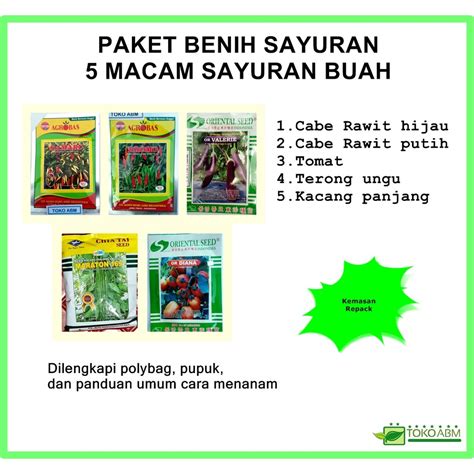 Paket Benih Bibit 5 Macam Sayuran Buah Kemasan Repack Shopee Indonesia