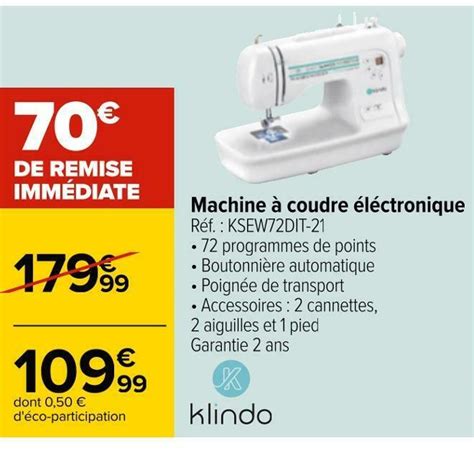 Promo Klindo machine à coudre éléctronique chez Carrefour