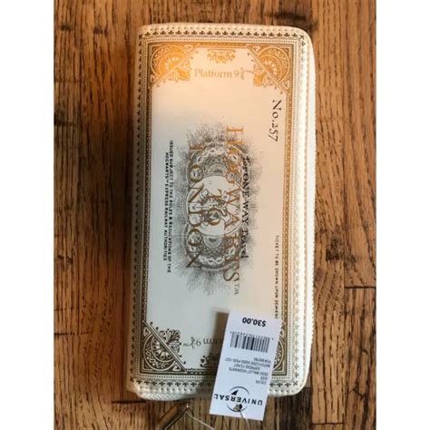 UNIVERSAL WALLET CLUTCH Harry Potter Hogwarts Express Ticket White Gold