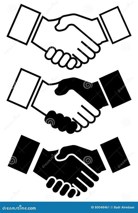 Handshake Icon Stick Figure Man People Hold Hands Human Silhouette