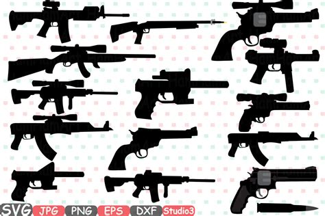 Hunting Guns Cutting Files SVG Silhouette Clip Art Black Skeleton ...