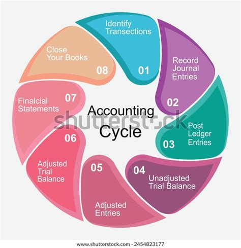 8 Steps Accounting Cycle Financial Statements Stock Vector Royalty