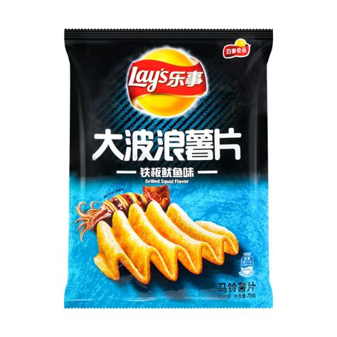 乐事 大波浪薯片 Ls Wave Chips 70g 铁板鱿鱼味 Bbq Squi Happygo Asian Market