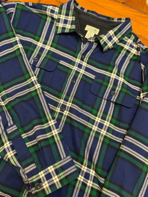 LL Bean Flannel Shirt Fleece Line Jacket Shirt XXL Ta… - Gem