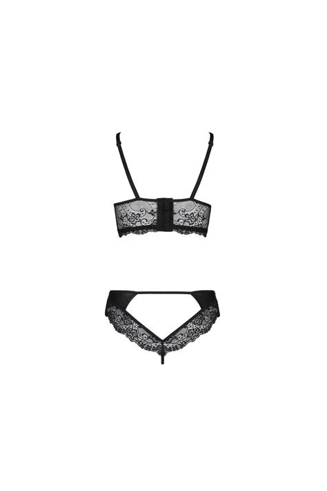 Loona Ensemble Noir Cuir Dentelle Passion Lingerie