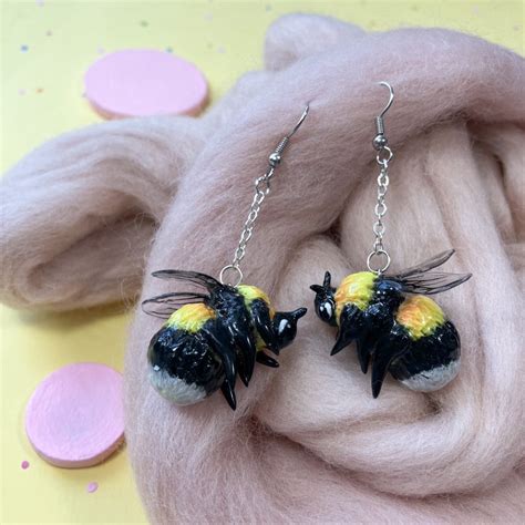 Bumblebee Dangle Earrings Insect Bee Jewelry Handmade Etsy