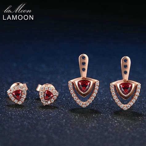 Lamoon Triangle Mm Natural Red Garnet Sterling Silver Drop