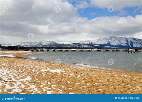 Beach, lake Tahoe, winter stock photo. Image of scenics - 4663640