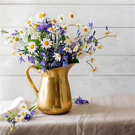 Premium Ai Image Bouquet Of Wild Flower In A Jug