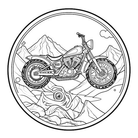 Premium Photo | Outline tattoo style line drawing motorcycle in the ...