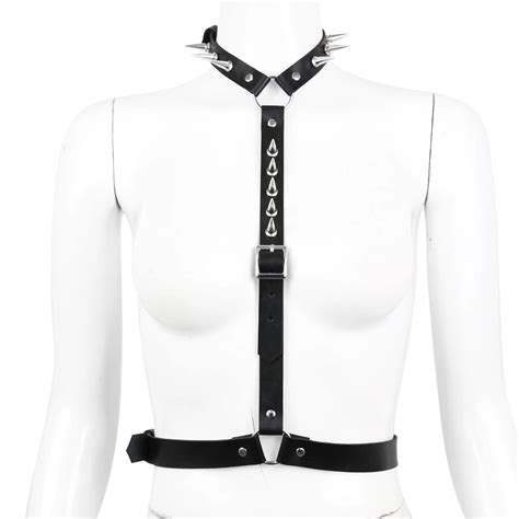 Bdsm Black Pu Leather Strap Lingerie Adult Girl Costume Sexy Punk Spike Bra Harness Buy Bdsm
