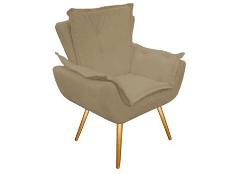 Poltrona Decorativa Para Sala Emilia Plus Suede Nude P Castanho Clique E Decore O Melhor