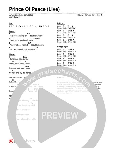 Prince Of Peace (Live) Chords PDF (Josh Baldwin) - PraiseCharts