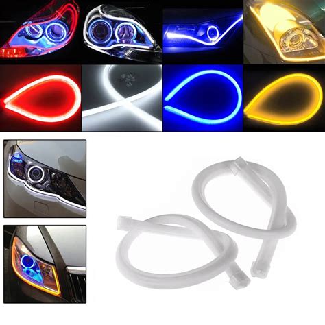 2Pcs 60cm Flexible LED Strip Light Car Soft Tube DRL Daytime Running