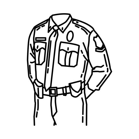 Police Officer Uniform Icon. Doodle Hand Drawn or Outline Icon Style ...