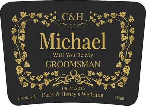 Groomsman Or Best Man T Personalized Gold Hennessy Labels Custom