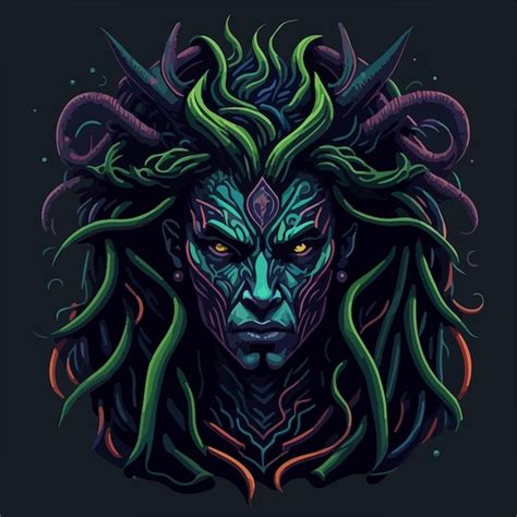 Premium Vector | Medusa the serpent queen goddess from the greek mythology