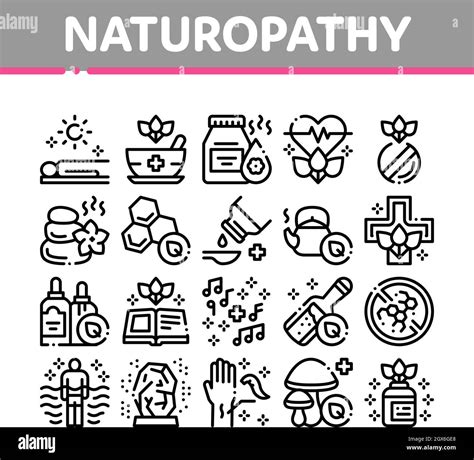 Traditional Naturopathy Medicine Icons Set Vector Stock Vector Image