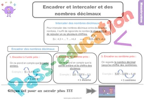 Encadrer et intercaler des nombres décimaux Cours Leçon 4eme