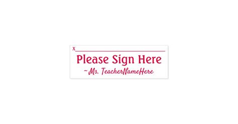 Basic Please Sign Here And Name Rubber Stamp Zazzle