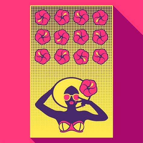 Ragazza Calda Di Abbronzatura In Bikini Nello Stile Piano Di Pop Art Illustrazione Vettoriale