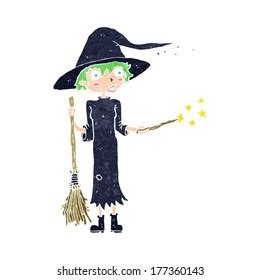 Cartoon Witch Casting Spell Stock Vector Royalty Free 177360143