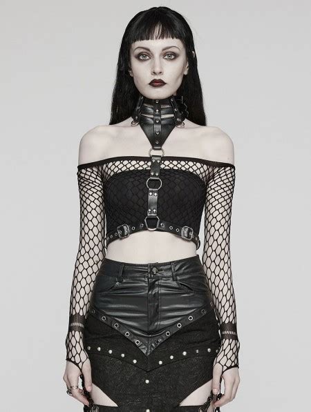 Punk Rave Black Gothic Punk Pu Leather One Piece Choker Harness