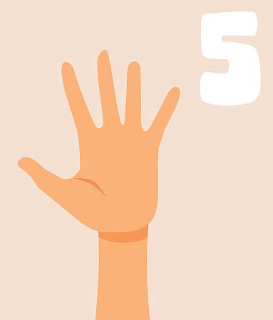 Hand Showing Five Fingers Vector Cartoon Illustration Stock Illustration - Download Image Now ...