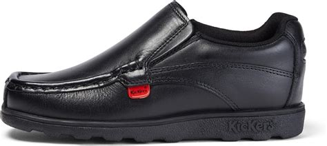 Kickers Boys Fragma Slip On Leather School Shoes Uk Fashion