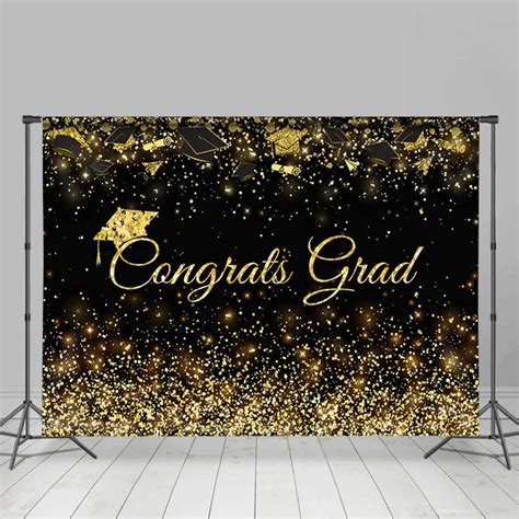 Lofaris Congratulation Graduation Glitter Gold Congrats Grad Black