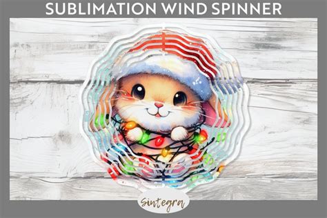 Christmas Bunny V Entangled In Lights Wind Spinner Sublimat