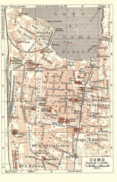 Carta Geografica Antica Como Pianta Della Citt Tci Antique Map