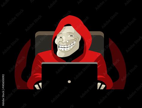 troll face smile using a computer Stock Vector | Adobe Stock