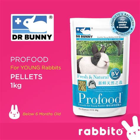 Dr Bunny Profood Pellets For Young Rabbits 1kg Alfalfa Hay Based