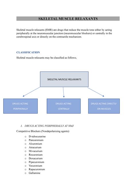 Skeletal Muscle Relaxants SKELETAL MUSCLE RELAXANTS Skeletal Muscle