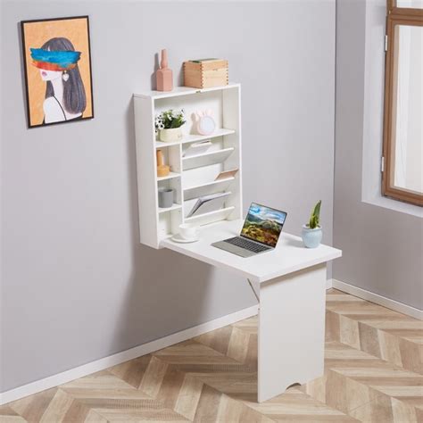 Wall Mounted Fold Out Convertible Desk, Multi-Function Floating Desk ...