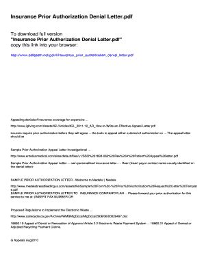 Sample Appeal Letter For Prior Authorization Denial