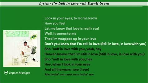 Lyrics I M Still In Love With You Al Green Youtube