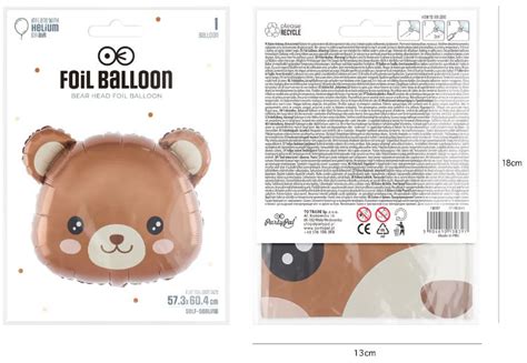 BALON FOLIOWY MIŚ GŁOWA 57x60cm PP Partymarket