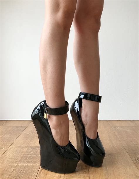 Zora Fetish Heelless Hoof Sole Platform Pump Lockable Padlock Strap Pa