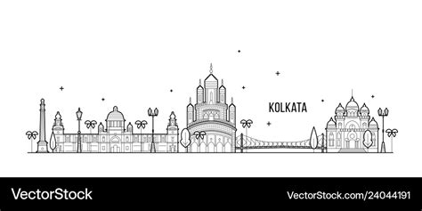 Kolkata skyline west bengal india city line Vector Image